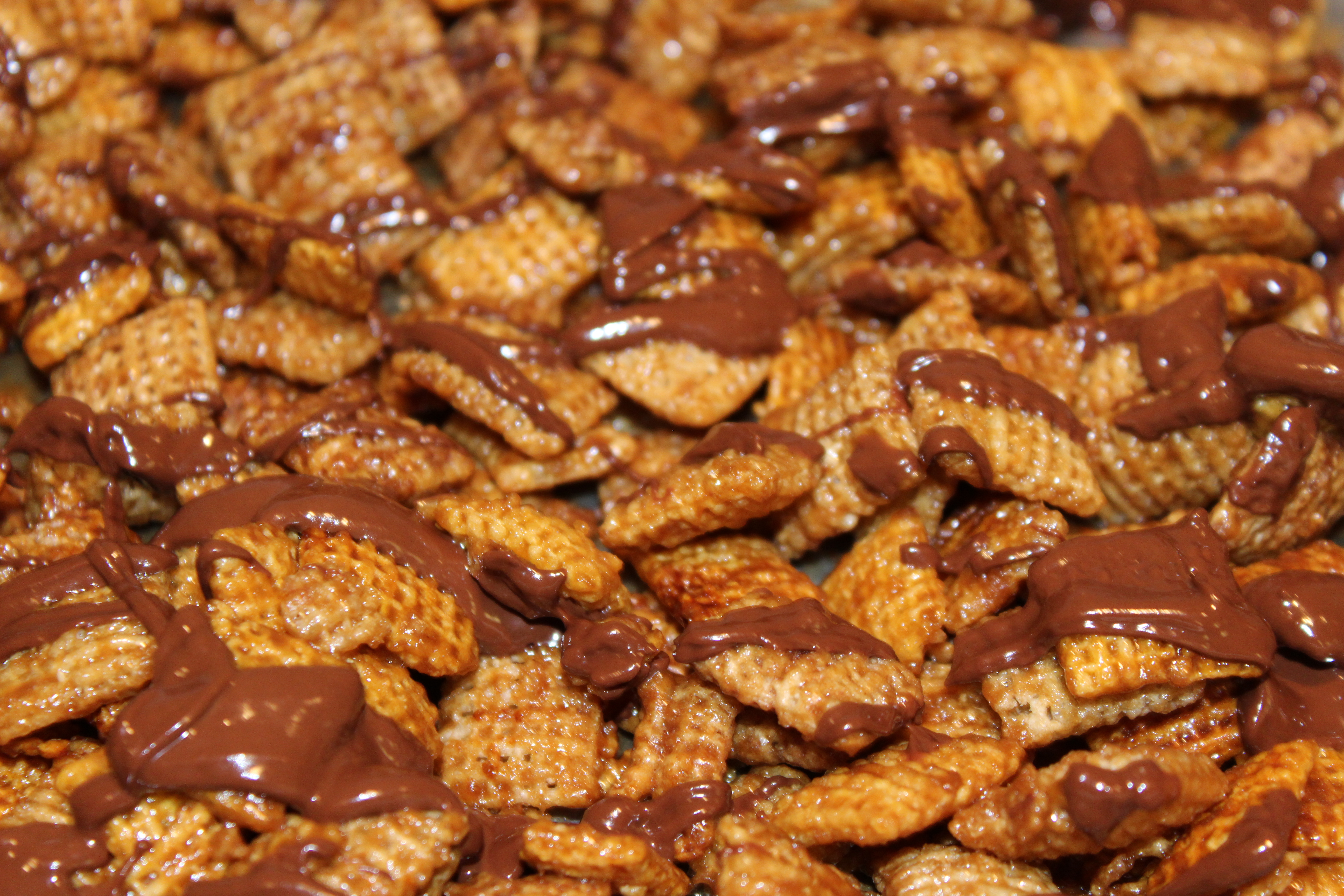 Chocolate covered Chex-Mix