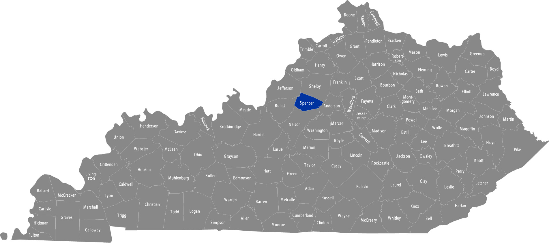 State of Kentucky map with Franklin County highlighted